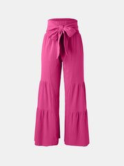 Tied Ruche Wide Leg Pants