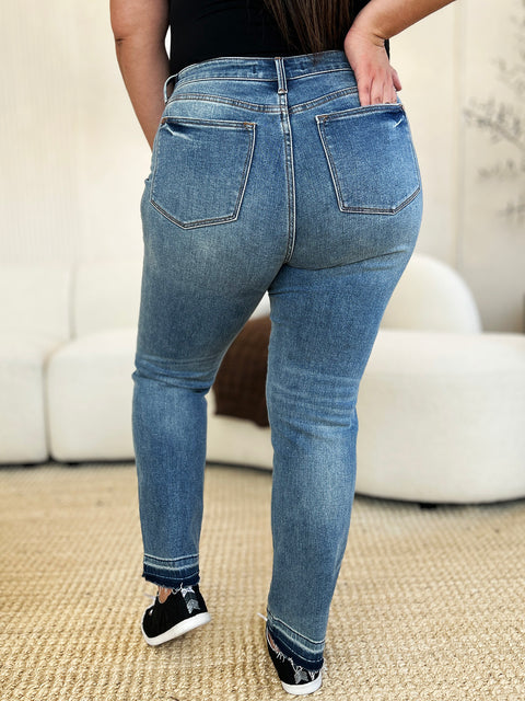 Plus Size Mid Rise Hem Jeans