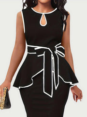 Plus Size Cutout Contrast Sleeveless Dress