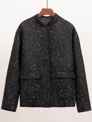 Sequin Detail Pocket Long Sleeve Jacket