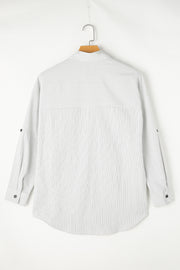 Striped Collared Neck Long Sleeve Shirt