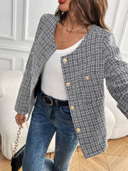 Plaid Long Sleeve Blazer