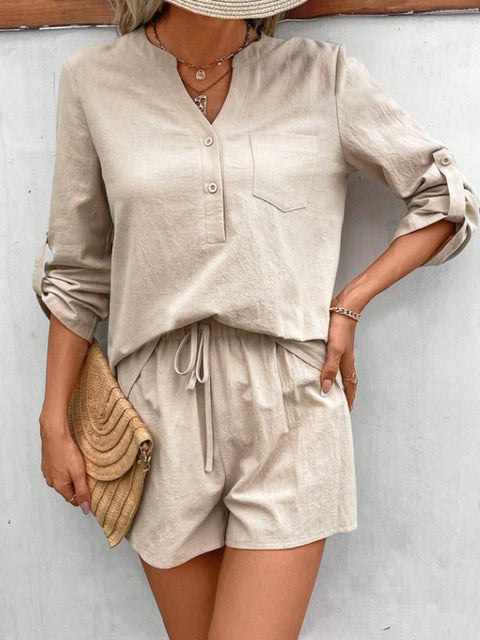 Long Sleeve Top and Shorts Set