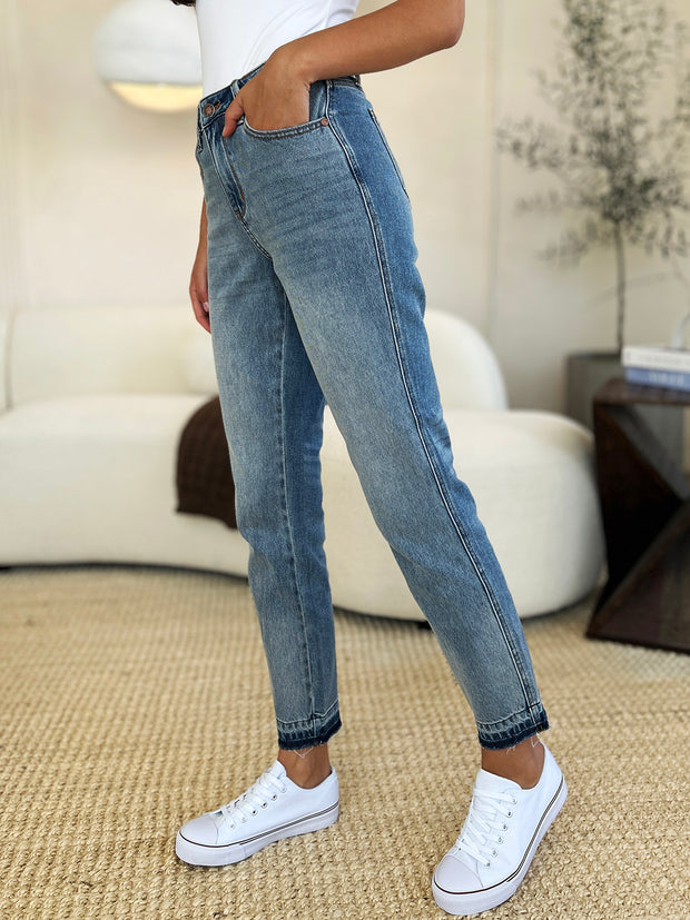 Plus Size Mid Rise Hem Jeans