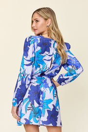 Plus Size Floral Long Sleeve Romper with Pockets