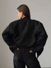 Sequin Detail Pocket Long Sleeve Jacket