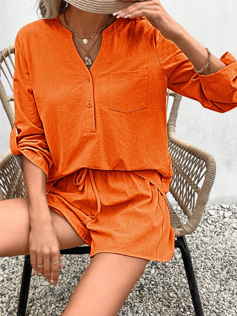 Long Sleeve Top and Shorts Set