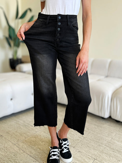 High Waist Button Fly Jeans