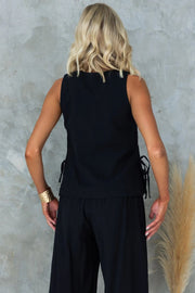 Tied V-Neck Sleeveless Top and Pants Set
