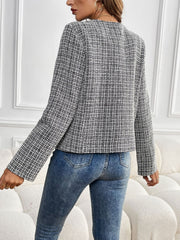 Plaid Long Sleeve Blazer