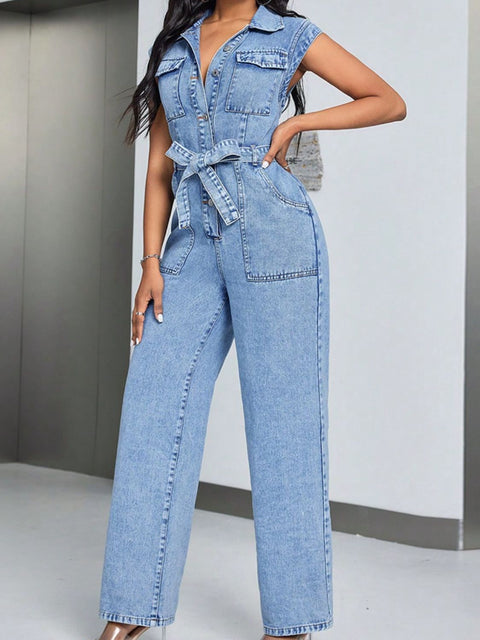 Denim Jumpsuit with Pockets