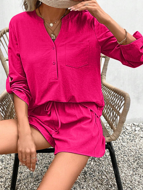 Long Sleeve Top and Shorts Set