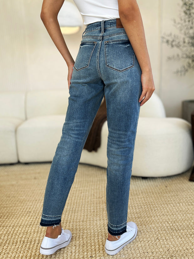 Plus Size Mid Rise Hem Jeans