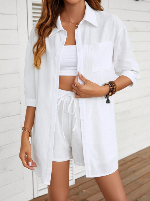 Button Up Shirt and Shorts Set