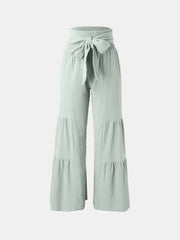 Tied Ruche Wide Leg Pants