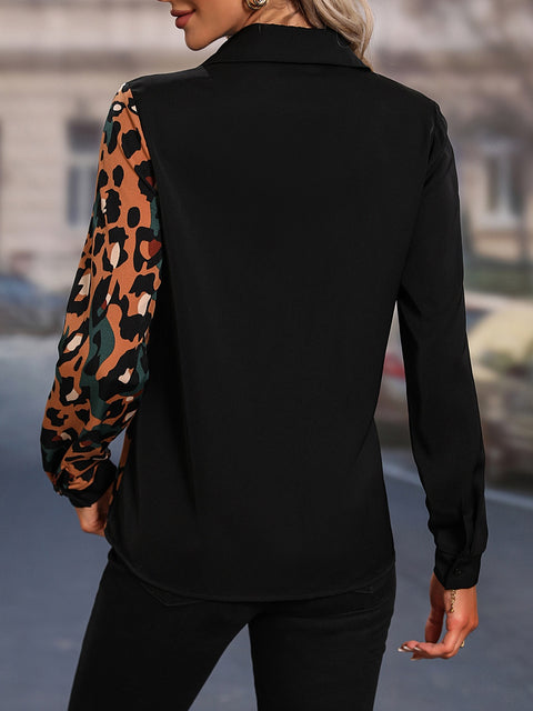 Honey Leopard Long Sleeve Blouse