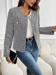 Plaid Long Sleeve Blazer