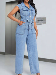 Denim Jumpsuit with Pockets