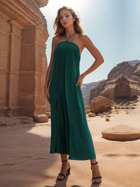 Halter Neck Wide Leg Jumpsuit