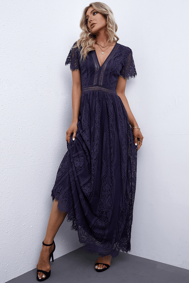 Scallop Trim Lace Dress