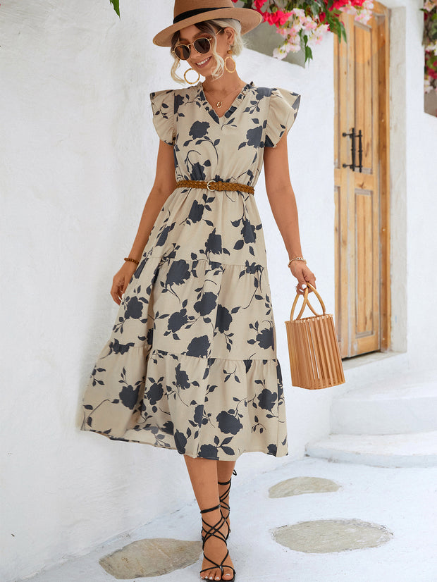 Floral V-Neck Midi Dress