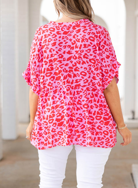 Plus Size Printed Half Sleeve Top