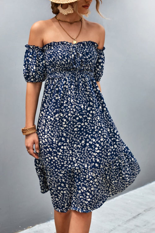 Ditsy Floral Off-Shoulder Dress