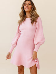 Lantern Sleeve Sweater Dress