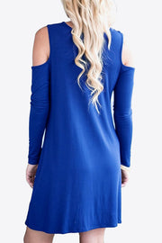 Cold-Shoulder Long Sleeve Round Neck Dress