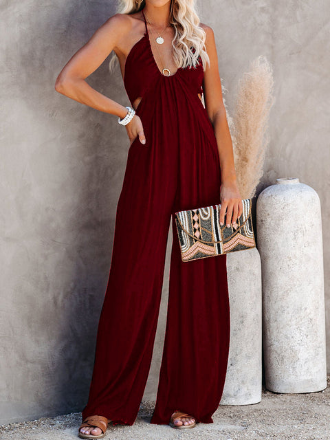 Halter Neck Wide Leg Jumpsuit