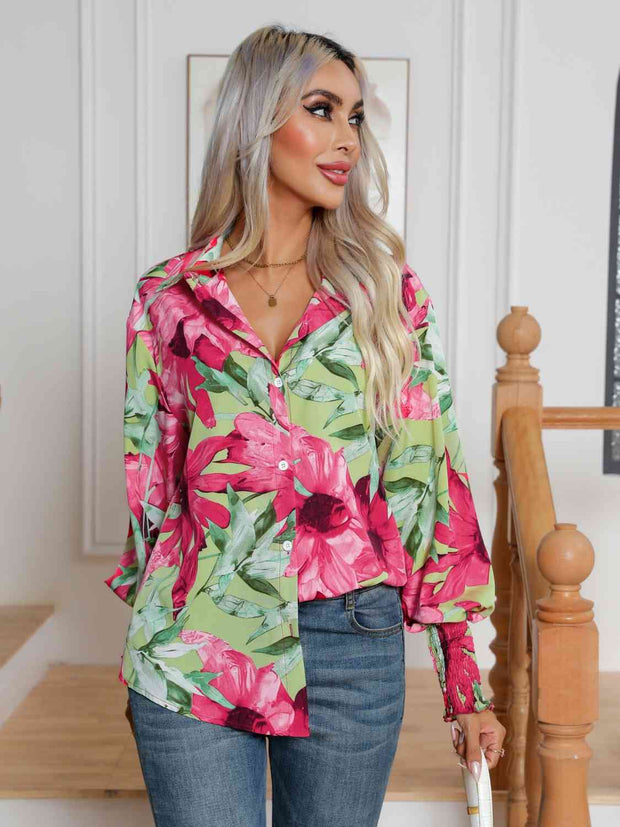 Floral Collar Neck Button Shirt