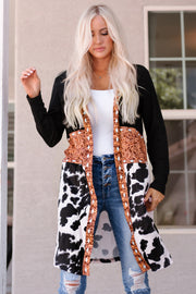 Printed Color Block Cardigan