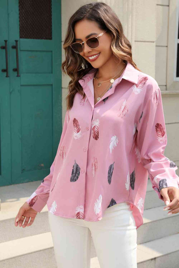 Printed Collar Neck Button Shirt