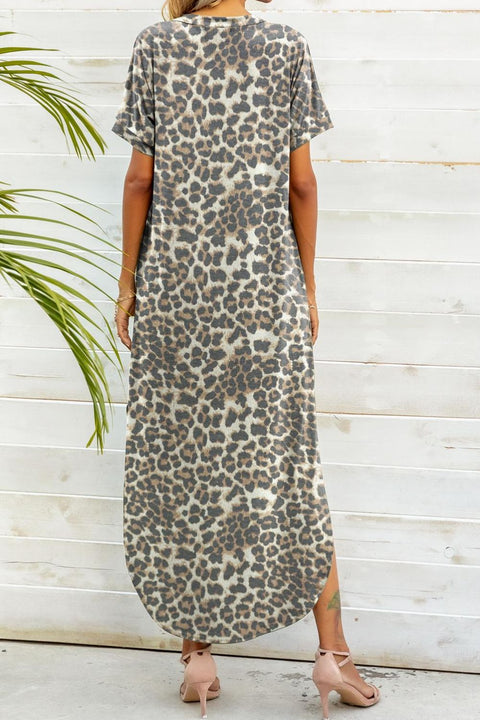 Printed V-Neck Curved Dress