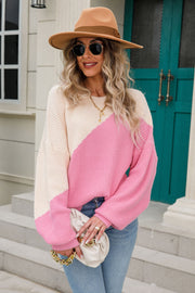 Two-Tone Round Neck Sweater