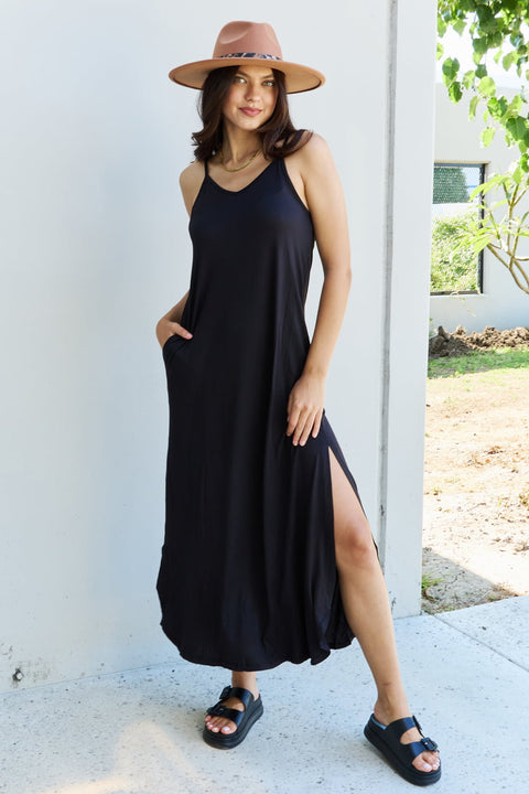 Full Size Cami Side Slit Maxi Dress