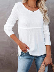 Cutout Round Neck Long Sleeve T-Shirt