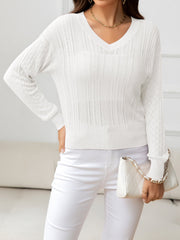 V-Neck Long Sleeve Knit Top