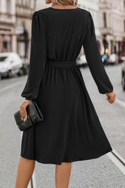 Tie Waist Long Sleeve Dress