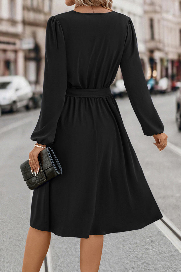 Tie Waist Long Sleeve Dress