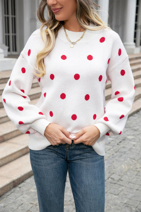 Polka Dot Round Neck Sweater