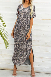 Printed V-Neck Curved Dress