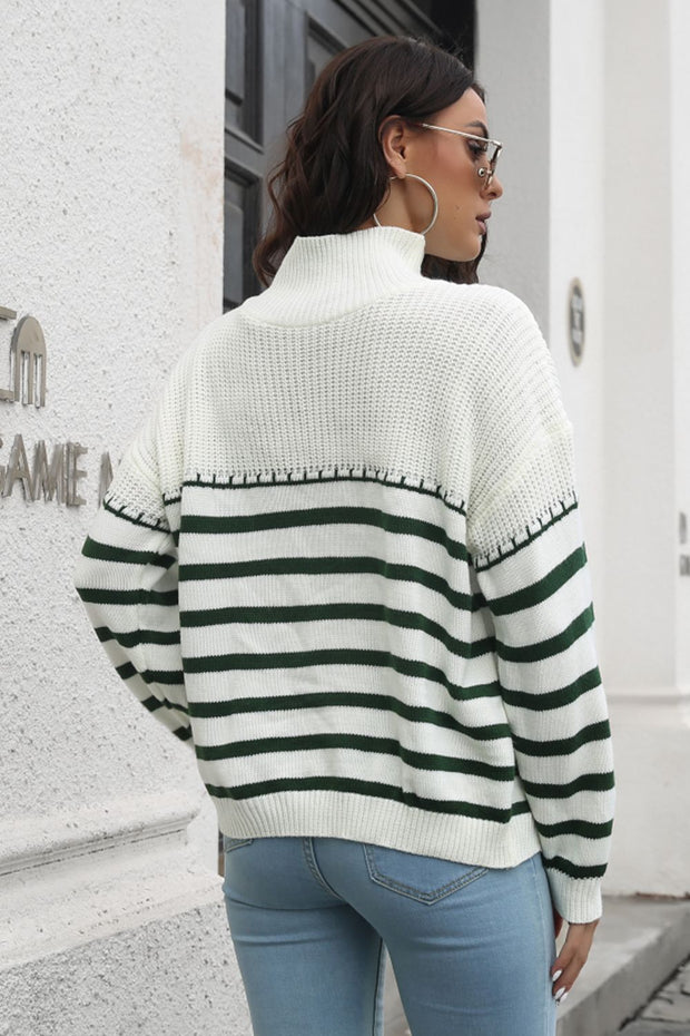 Striped Turtleneck Sweater