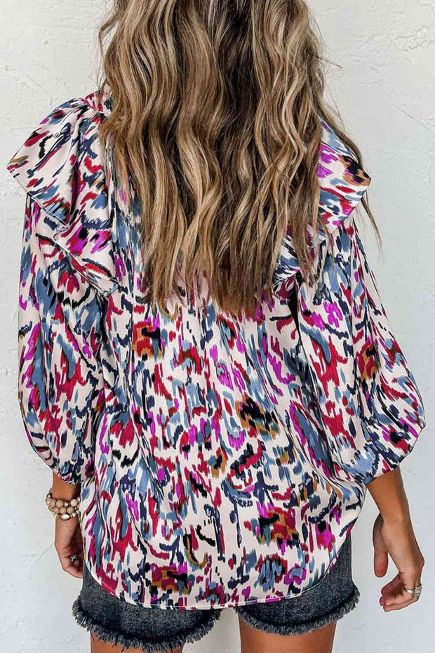 Printed Ruffle Blouse