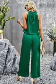 Grecian Neck Sleeveless Top and Pants Set