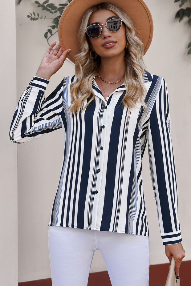 Stripe Button-Down Long Sleeve Shirt