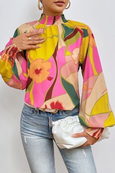 Floral Lantern Sleeve Blouse