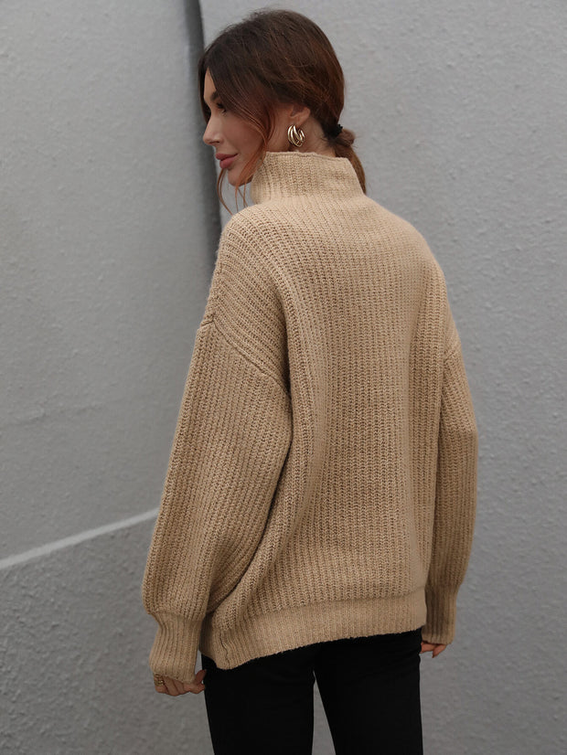 High Neck Knit Pullover Sweater