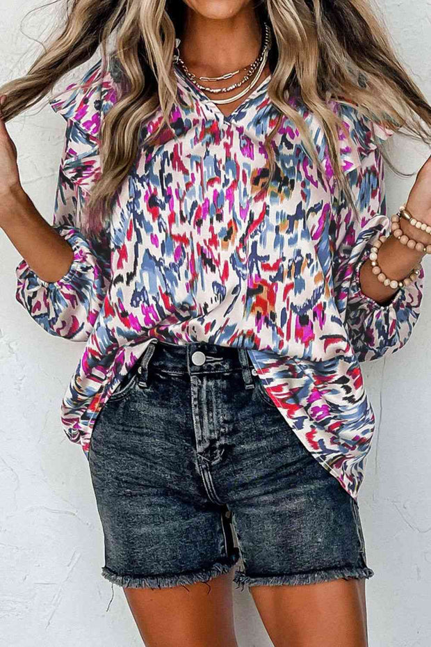 Printed Ruffle Blouse