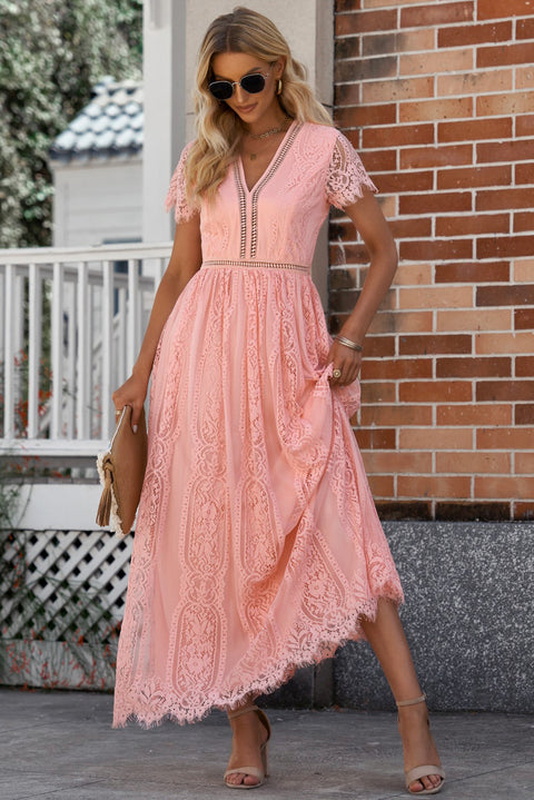 Scallop Trim Lace Dress